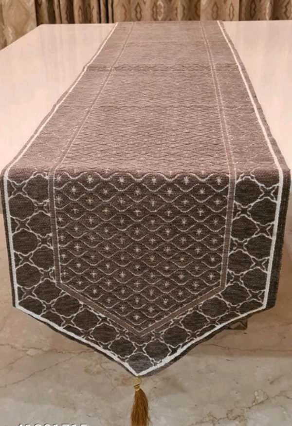 GROKI High Quality Embroidred Cotton Cloth Table Runner( Size16X72 Inch) For Home /Office / Living Room - Brown